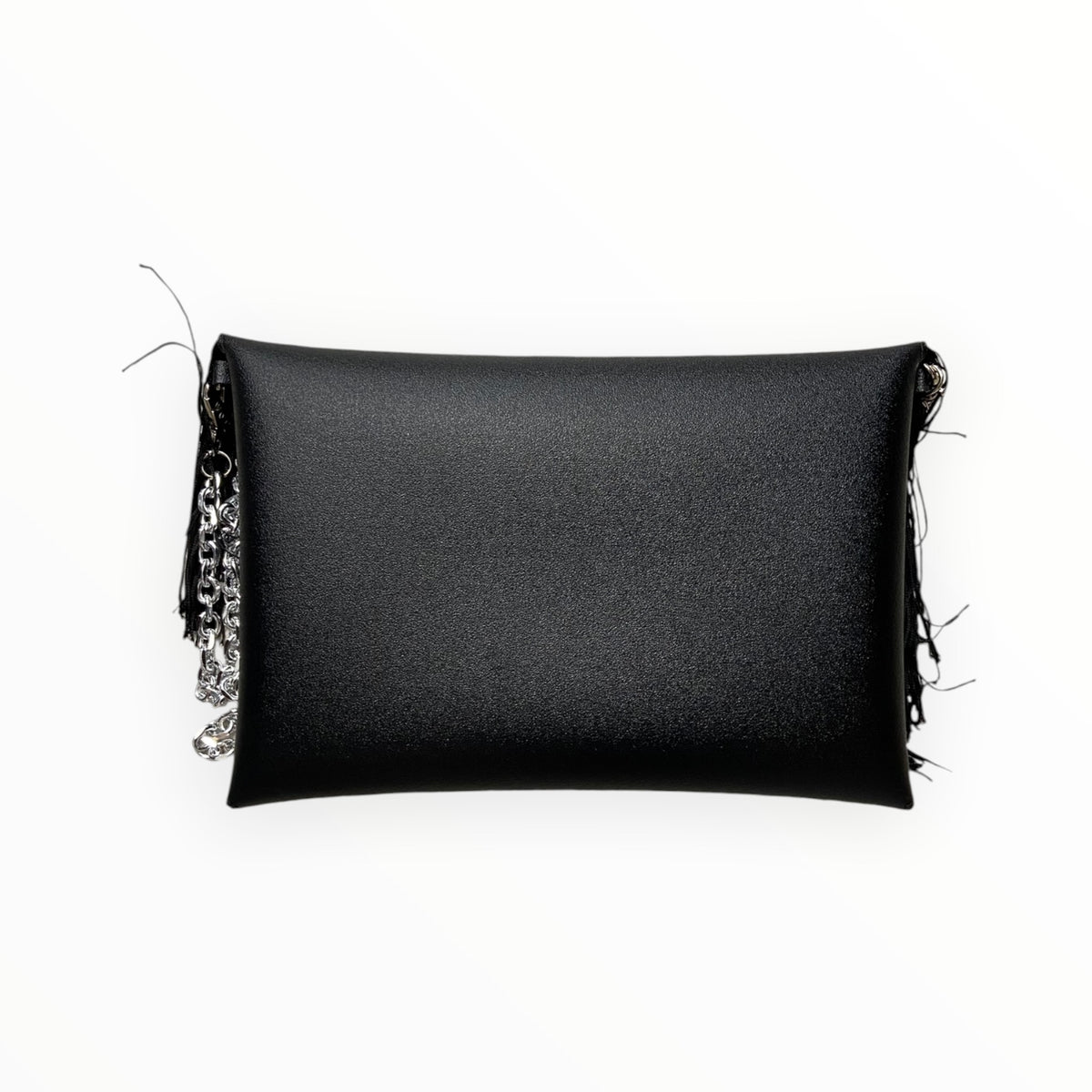 Clutch nera TOOitaly vista posteriore in PVC satinato
