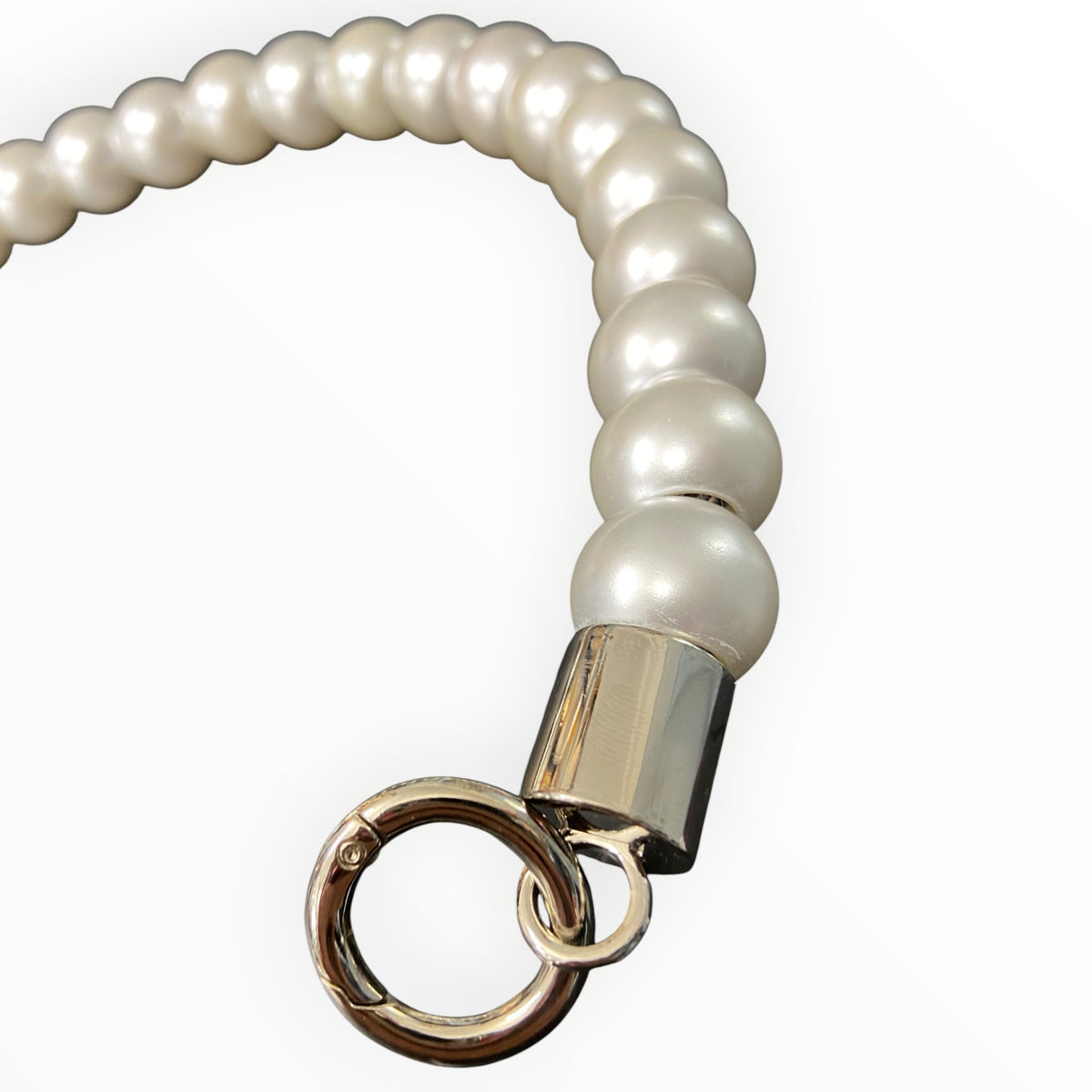 Manico TOOitaly sfere effetto perla rimovibile per borsa con moschettoni circolari metallici