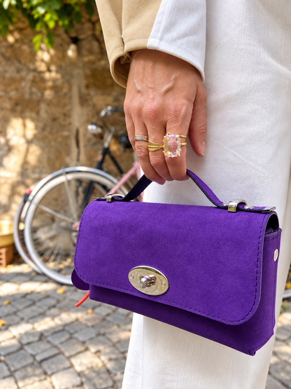 Borsa Baguette Viola in Alcantara | Baguette Mini TOOitaly