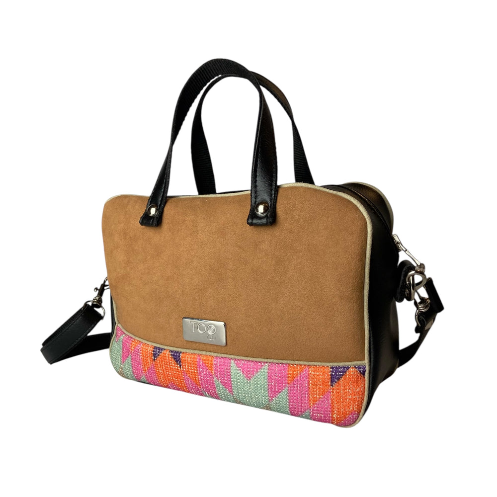 Camera Bag borsa con struttura morbida a mano e tracolla in pelle vegan e interno foderato in cotone wax