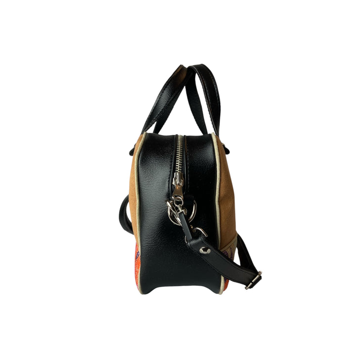 Camera Bag borsa con struttura morbida a mano e tracolla in pelle vegan e interno foderato in cotone wax