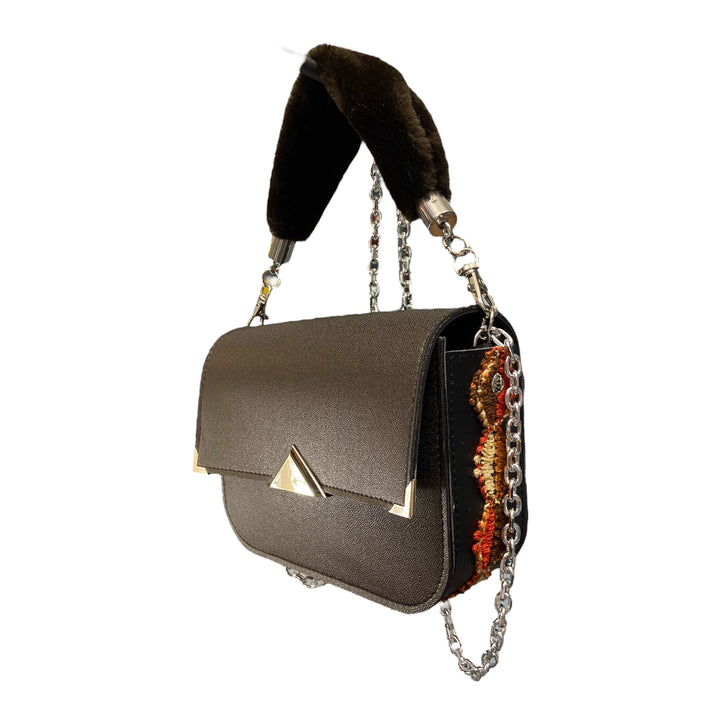 Chicca Maxi TOOitaly: Borsa donna Made in Italy compatta in pelle vegana con tracolla