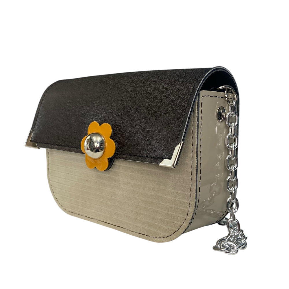Chicca Mini TOOitaly: Messenger Bag artigianale Made in Italy compatta in pelle vegana diamantata con tracolla