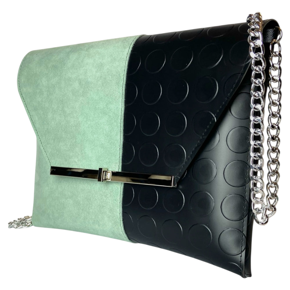 Borsa a mano e tracolla Clutch Maxi di TOOitaly, design compatto, struttura rigida in PVC rivestita in alcantara 100%
circolare o pelle ecologica