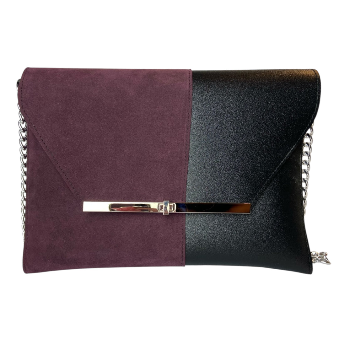 Borsa a mano e tracolla Clutch Maxi di TOOitaly, design compatto, struttura rigida in PVC rivestita in alcantara 100%
circolare o pelle ecologica