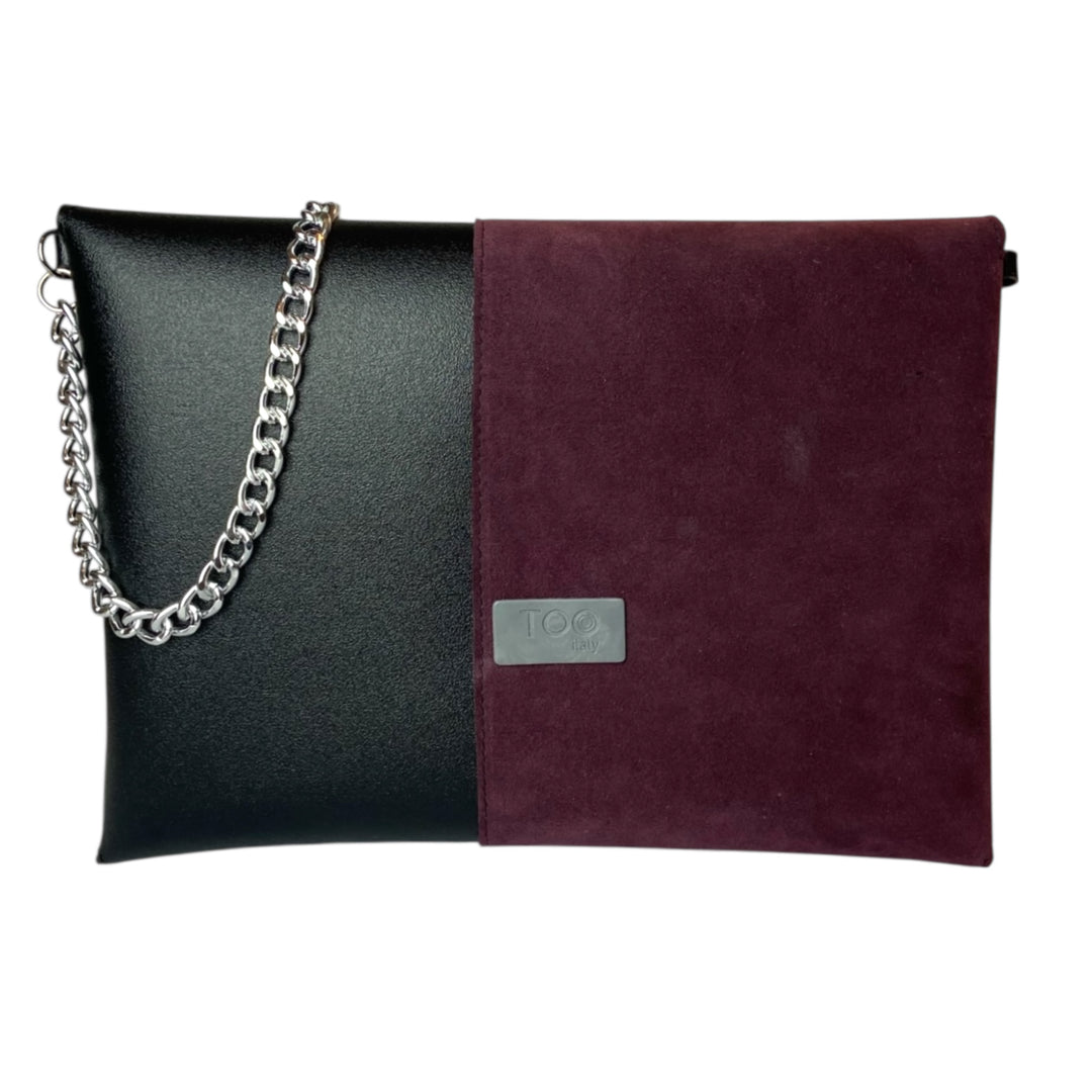 Borsa a mano e tracolla Clutch Maxi di TOOitaly, design compatto, struttura rigida in PVC rivestita in alcantara 100%
circolare o pelle ecologica
