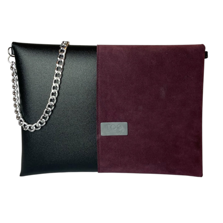 Borsa a mano e tracolla Clutch Maxi di TOOitaly, design compatto, struttura rigida in PVC rivestita in alcantara 100%
circolare o pelle ecologica