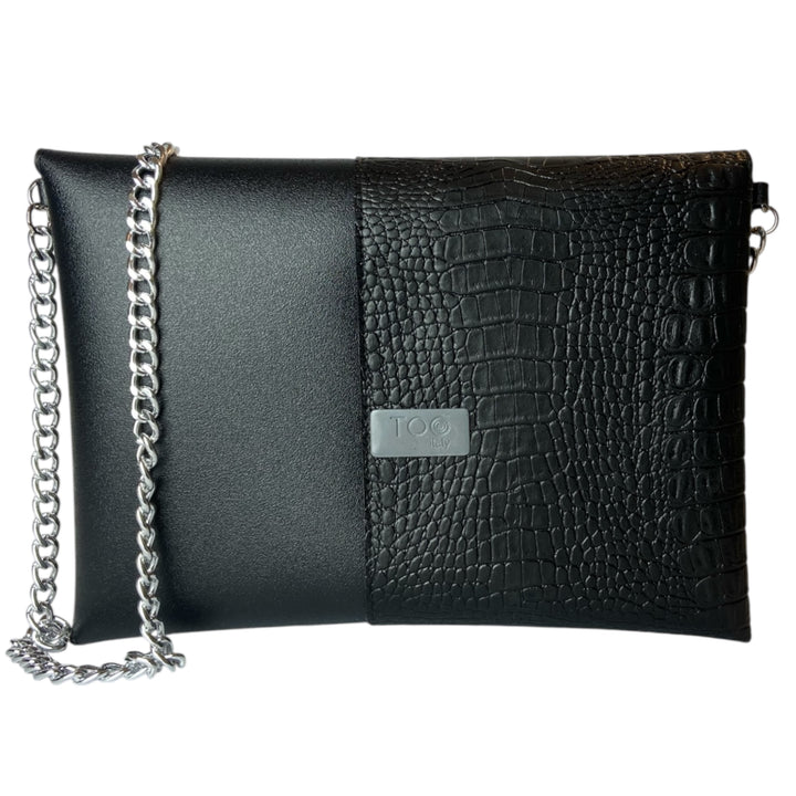 Borsa a mano e tracolla Clutch Maxi di TOOitaly, design compatto, struttura rigida in PVC rivestita in alcantara 100%
circolare o pelle ecologica