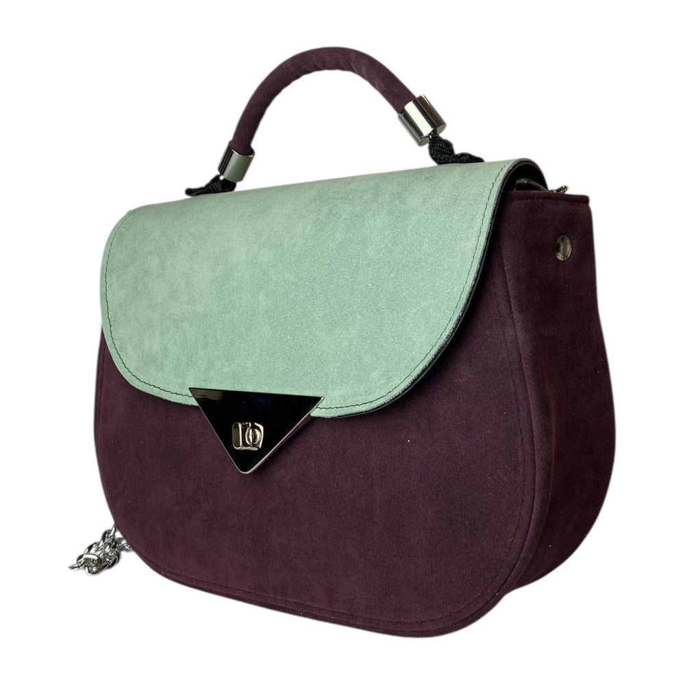 Everyday, borsa donna a mano e tracolla con struttura semirigida in pelle vegana e alcantara, interno foderato in cotone wax