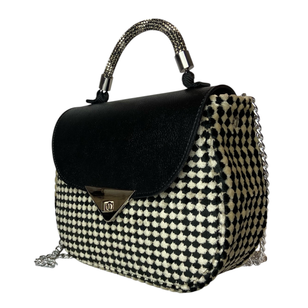 Everyday, borsa donna a mano e tracolla con struttura semirigida in pelle vegana e alcantara, interno foderato in cotone wax