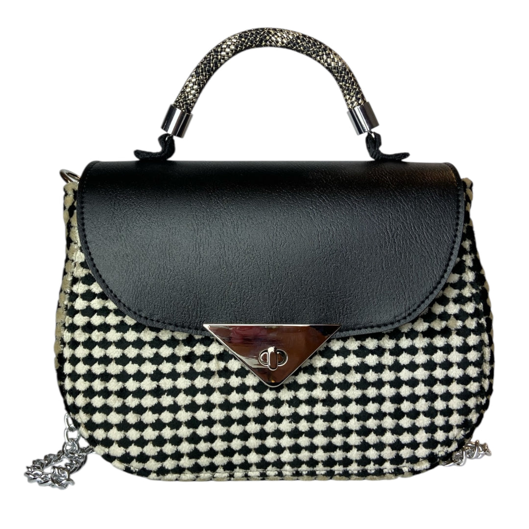 Everyday, borsa donna a mano e tracolla con struttura semirigida in pelle vegana e alcantara, interno foderato in cotone wax