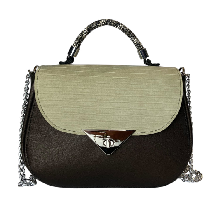 Everyday, borsa donna a mano e tracolla con struttura semirigida in pelle vegana e alcantara, interno foderato in cotone wax