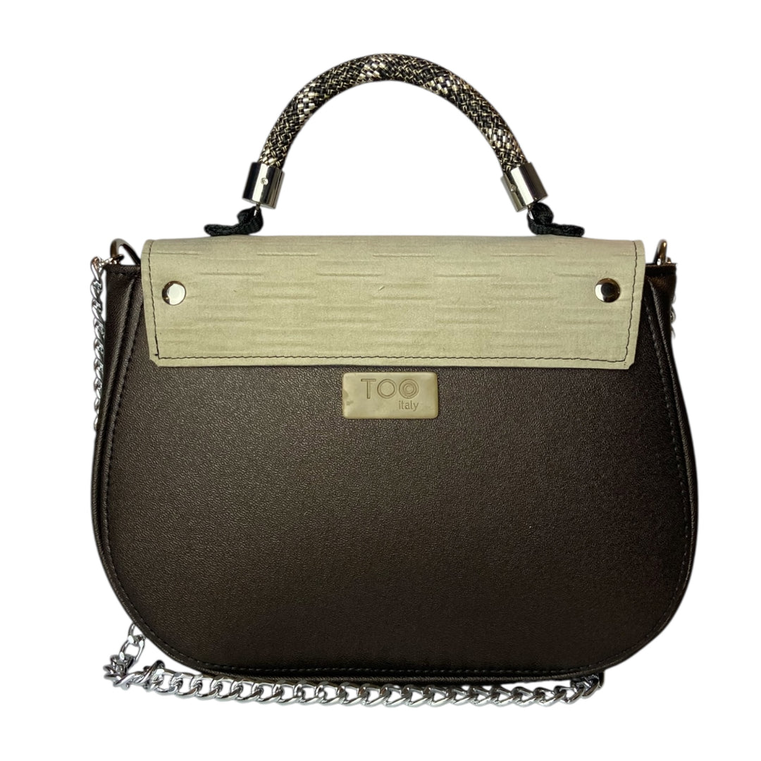 Everyday, borsa donna a mano e tracolla con struttura semirigida in pelle vegana e alcantara, interno foderato in cotone wax