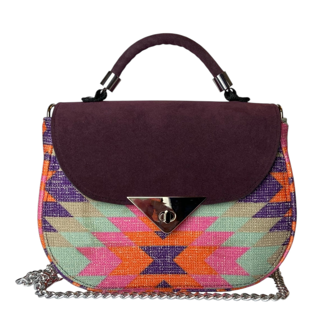 Everyday, borsa donna a mano e tracolla con struttura semirigida in pelle vegana e alcantara, interno foderato in cotone wax