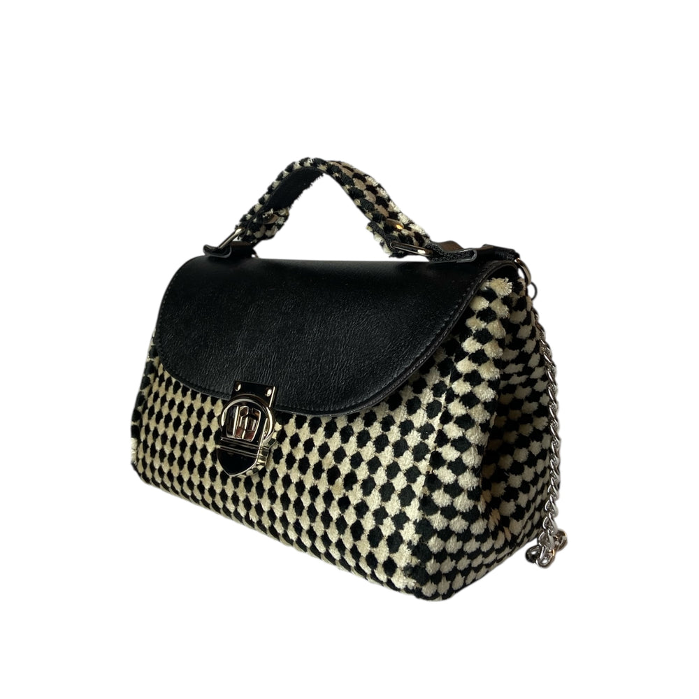 Mini Miura, borsa donna a mano e tracolla, scocca semirigida in tessuti di alta tappezzeria o pelle vegan