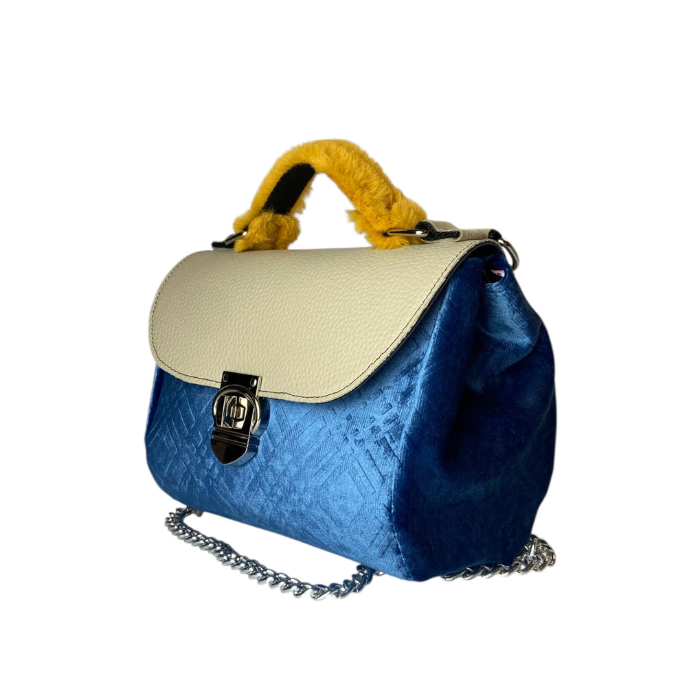 Mini Miura, borsa donna a mano e tracolla, scocca semirigida in tessuti di alta tappezzeria o pelle vegan