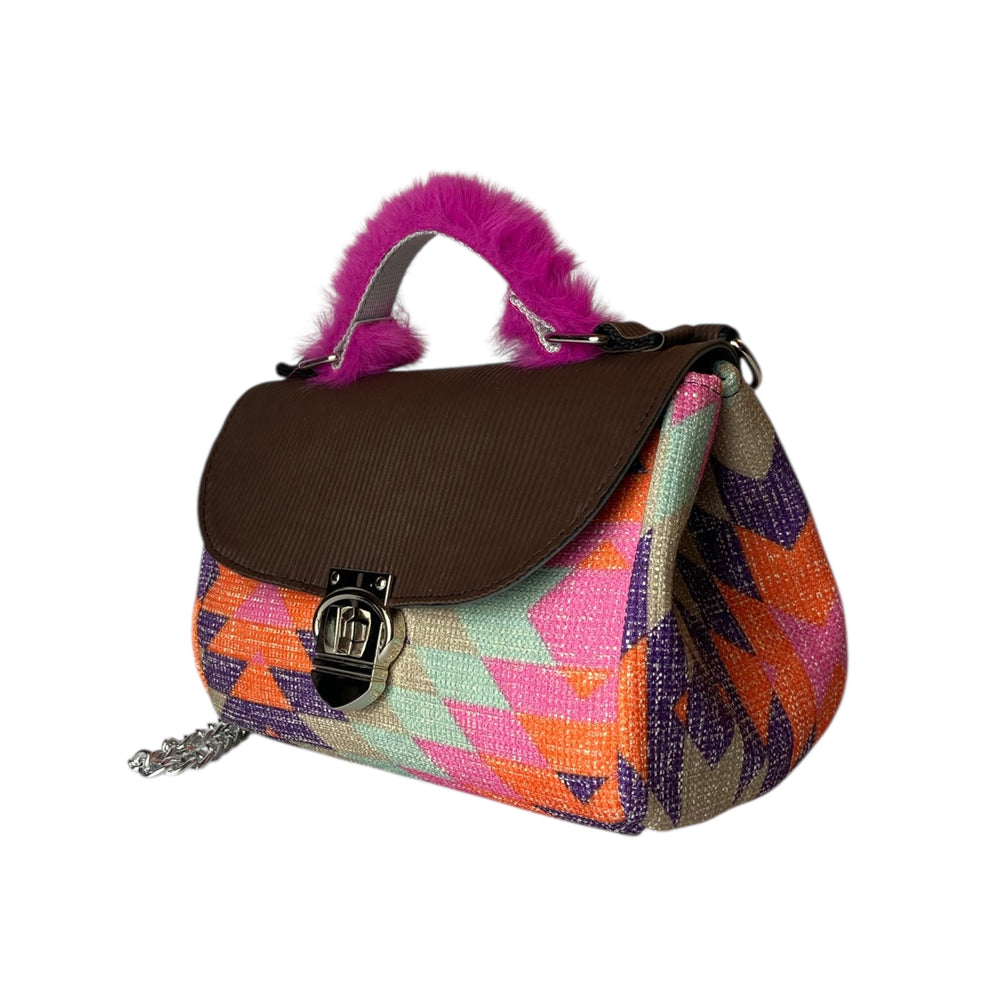 Mini Miura, borsa donna a mano e tracolla, scocca semirigida in tessuti di alta tappezzeria o pelle vegan