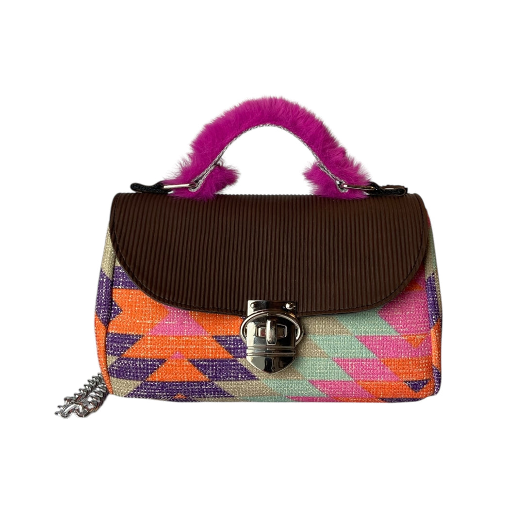 Mini Miura, borsa donna a mano e tracolla, scocca semirigida in tessuti di alta tappezzeria o pelle vegan