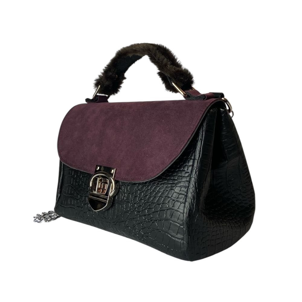 Mini Miura, borsa donna a mano e tracolla, scocca semirigida in tessuti di alta tappezzeria o pelle vegan