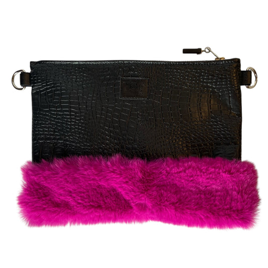 Tracollina di TOOitaly, pochette stile minimal ma ricercato, in pelle vegana e pelliccia sintetica o tessuti 100% circolari