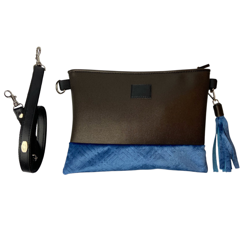 Tracollina di TOOitaly, pochette stile minimal ma ricercato, in pelle vegana e pelliccia sintetica o tessuti 100% circolari