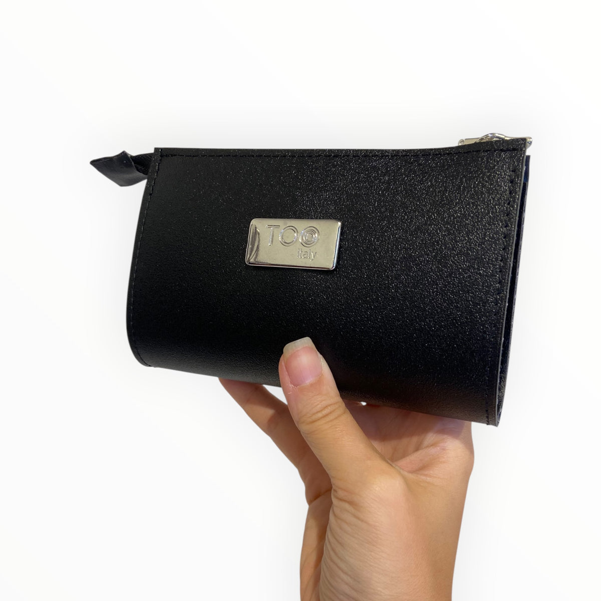 Mini pochette nera donna TOOitaly in materiale satinato