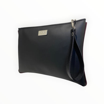 Pochette maxi nera da polso con chiusura superiore a cerniera