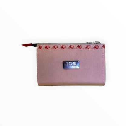 Pochette donna rosa in Alcantara con dettagli rossi