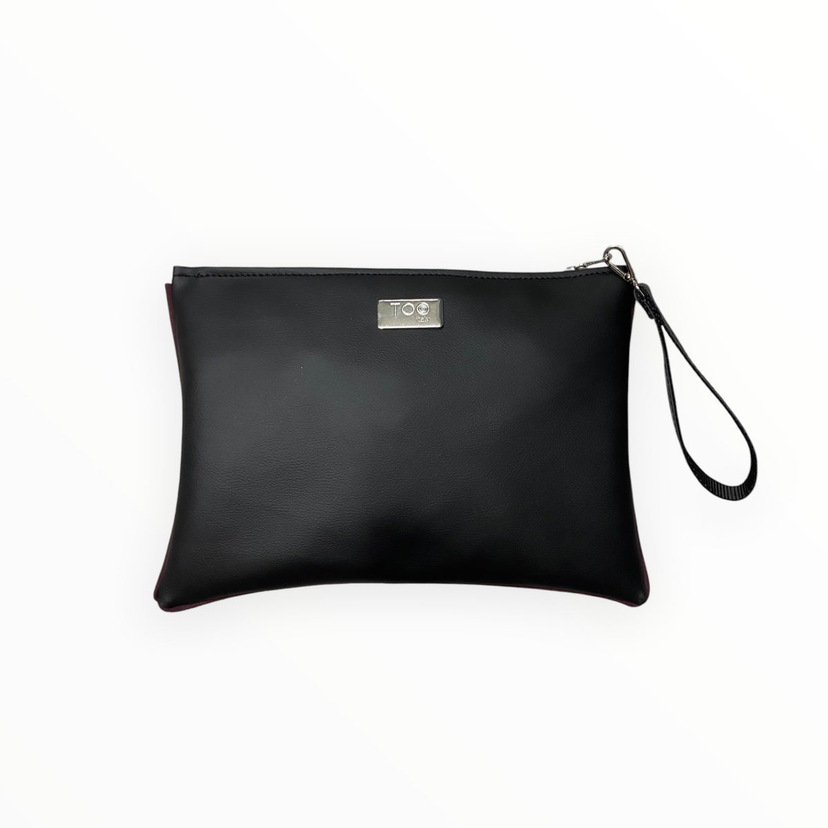 Pochette maxi unisex TOOitaly nera con logo metallico frontale