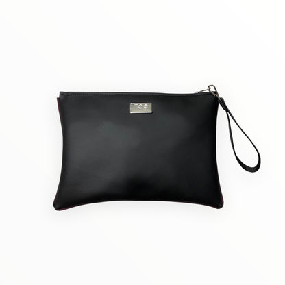 Pochette maxi unisex TOOitaly nera con logo metallico frontale