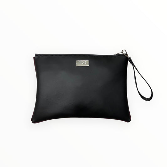 Pochette maxi unisex TOOitaly nera con logo metallico frontale