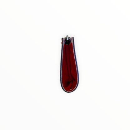 Pochette rosa rigatino con laterali in Alcantara rosso
