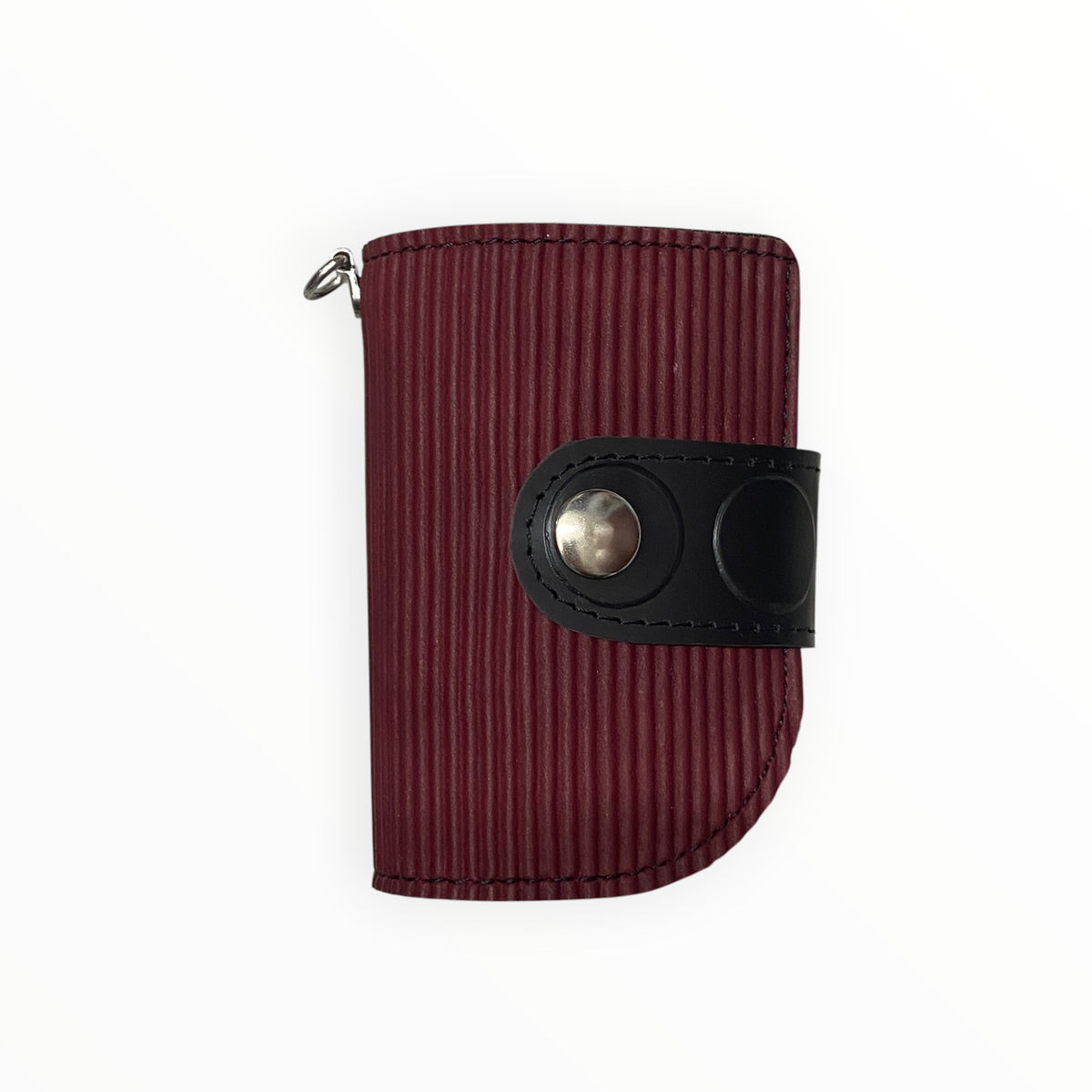 Mini pochette portachiavi TOOitaly in pelle artificiale bordeaux effetto rigato con chiusura nera