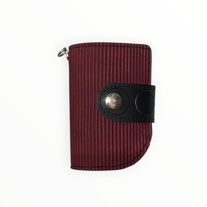 Mini pochette portachiavi TOOitaly in pelle artificiale bordeaux effetto rigato con chiusura nera