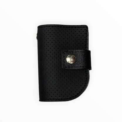 Mini pochette portachiavi TOOitaly in pelle artificiale nera traforata con chiusura a pressione