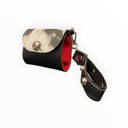 Mini porta carte TOOitaly in PVC nero e pelle effetto muccato con interno rosso