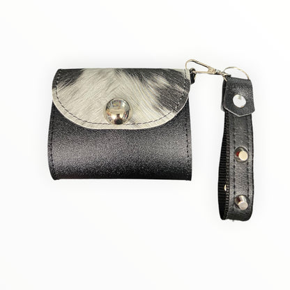 Mini porta carte TOOitaly nero in PVC e pelle effetto muccato con laccetto