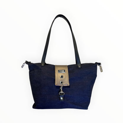 Bauletto jeans TOOitaly con ribalta in pelle artificiale bronzo