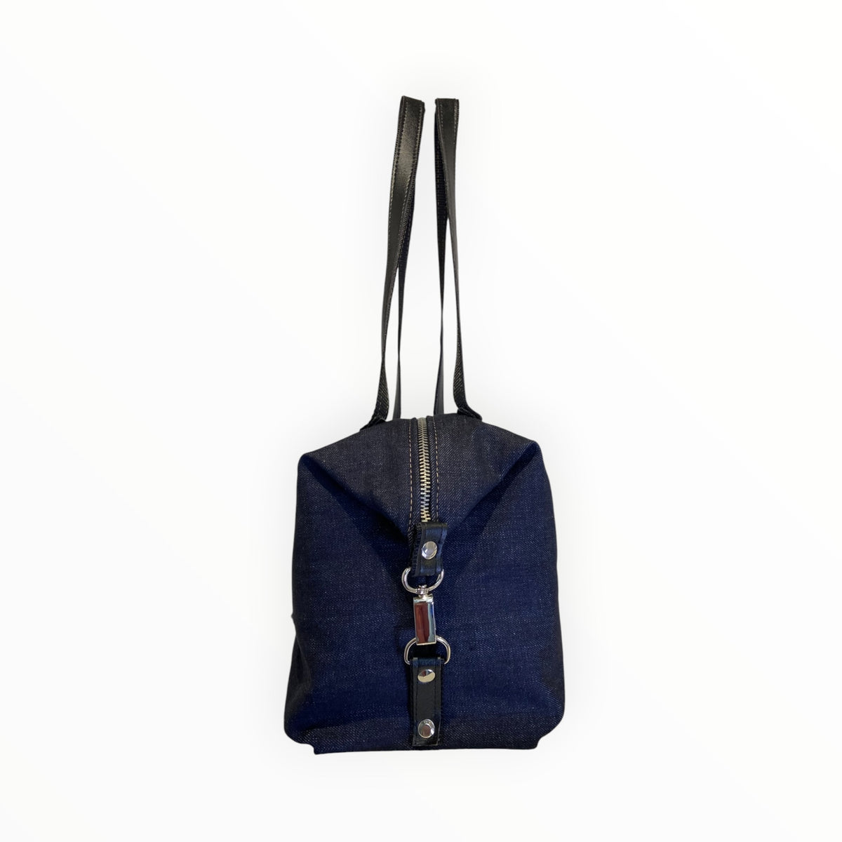 Borsa sotto spalla in jeans e pelle artificiale bronzo