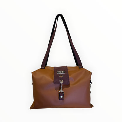 Bauletto morbido donna in pelle artificiale color cuoio