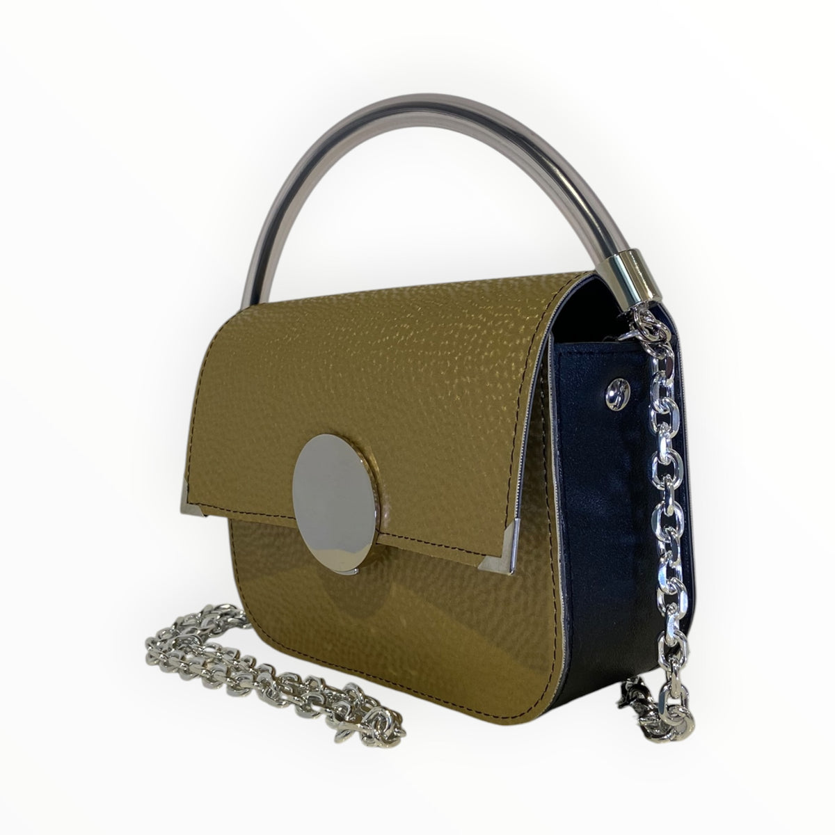 Chicca XL oro diamantato TOOitaly borsa donna con manico trasparente e chiusura a specchio

