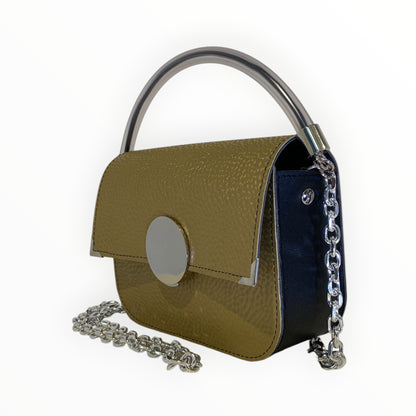 Chicca XL oro diamantato TOOitaly borsa donna con manico trasparente e chiusura a specchio

