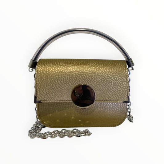Borsa a mano Chicca XL TOOitaly in pelle artificiale oro diamantato con chiusura a specchio

