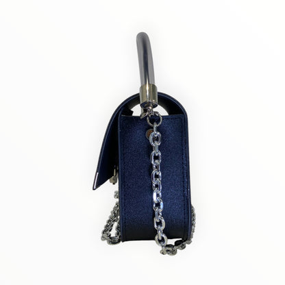 Borsa a tracolla Chicca Maxi nera Tooitaly con catena argento e manico rigido