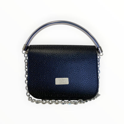 Chicca Maxi Tooitaly borsa nera donna con tracolla a catena e patta diamantata
