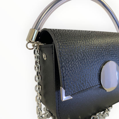 Retro borsa Chicca Maxi Tooitaly in materiale nero effetto diamantato