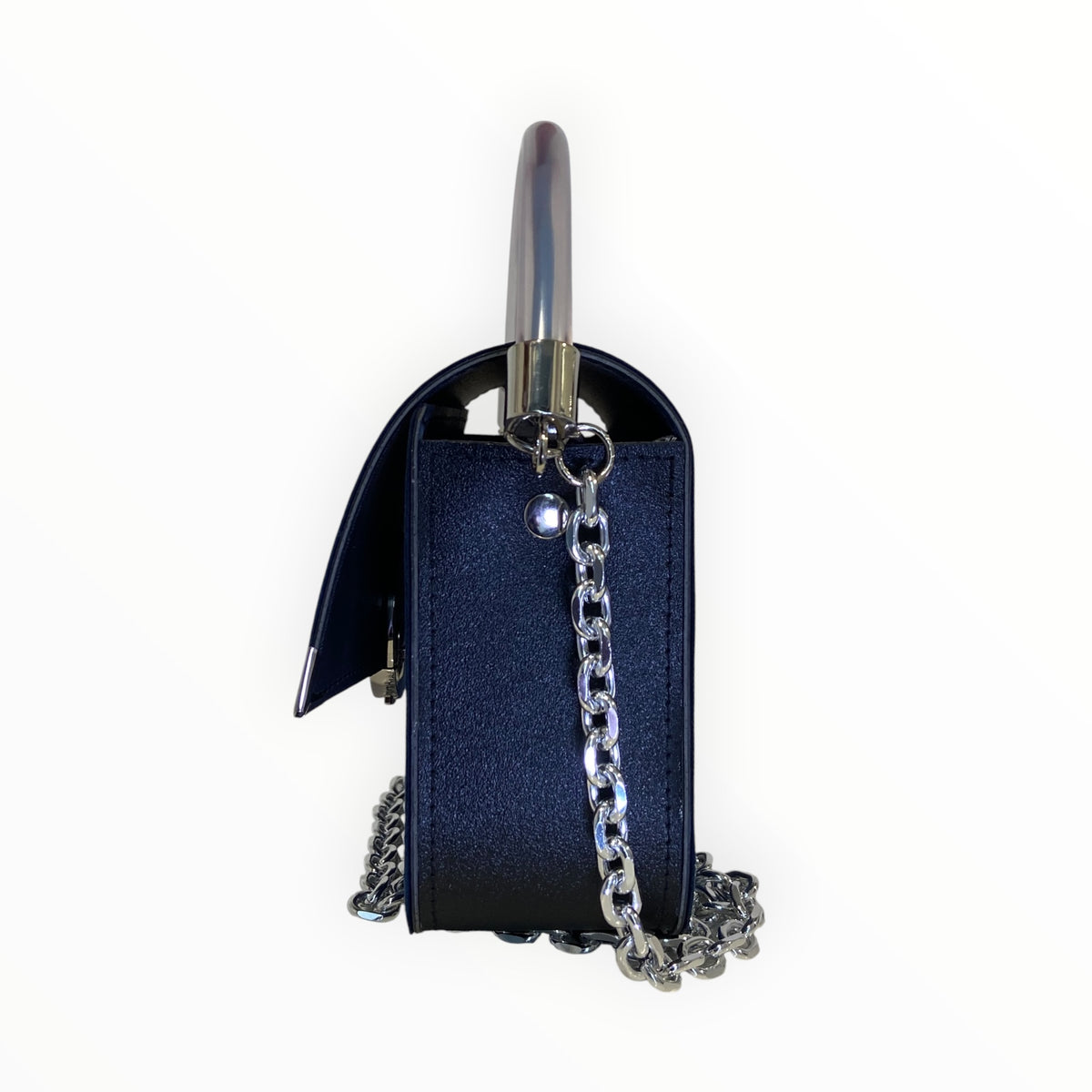 Dettaglio laterale borsa Chicca Maxi blu Tooitaly con catena argento