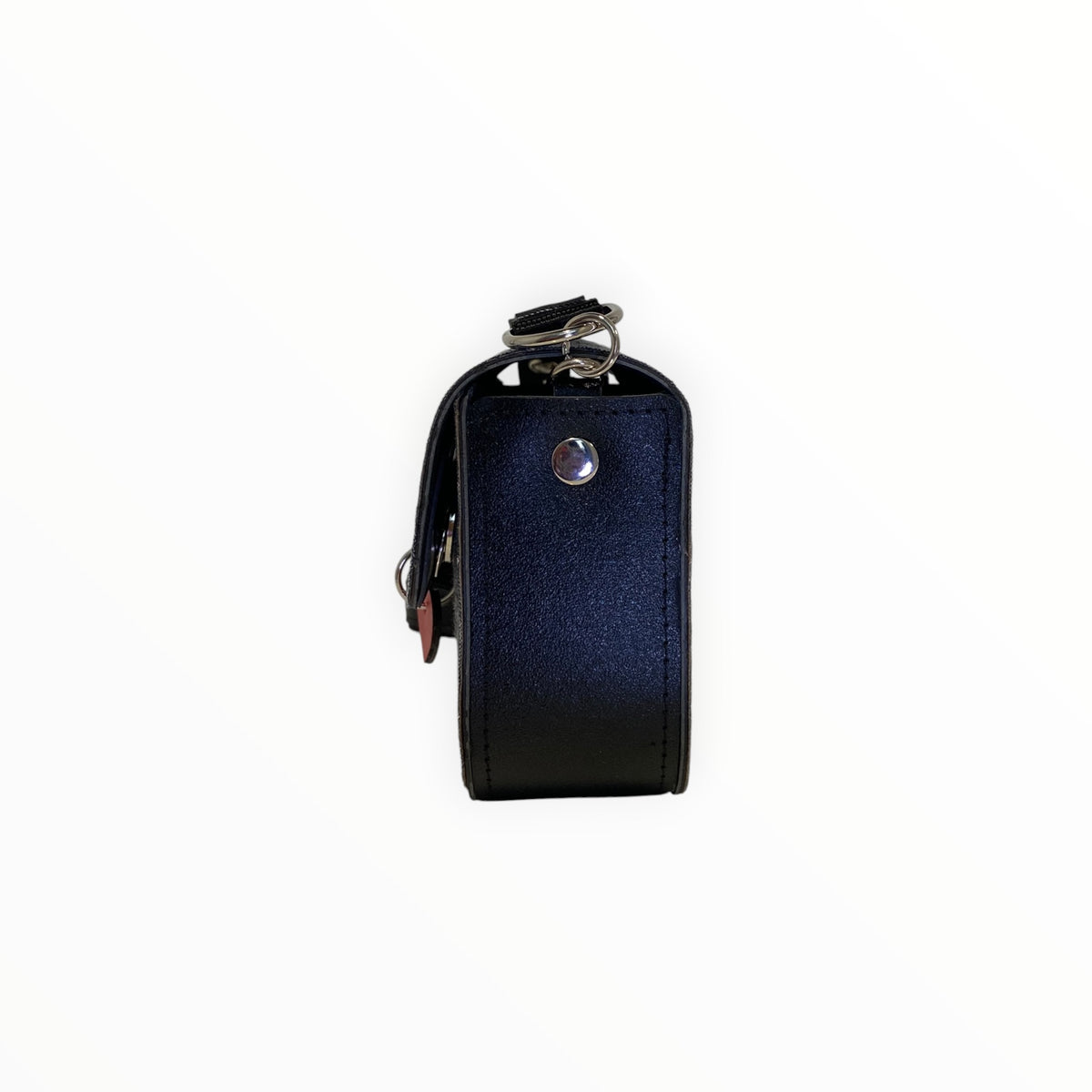 Borsa a tracolla Chicca Mini in jeans con lato in PVC nero e dettagli TOOitaly