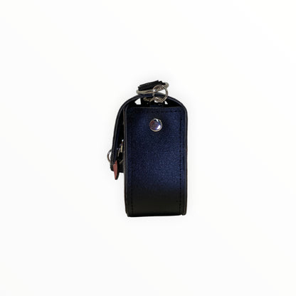 Borsa a tracolla Chicca Mini in jeans con lato in PVC nero e dettagli TOOitaly