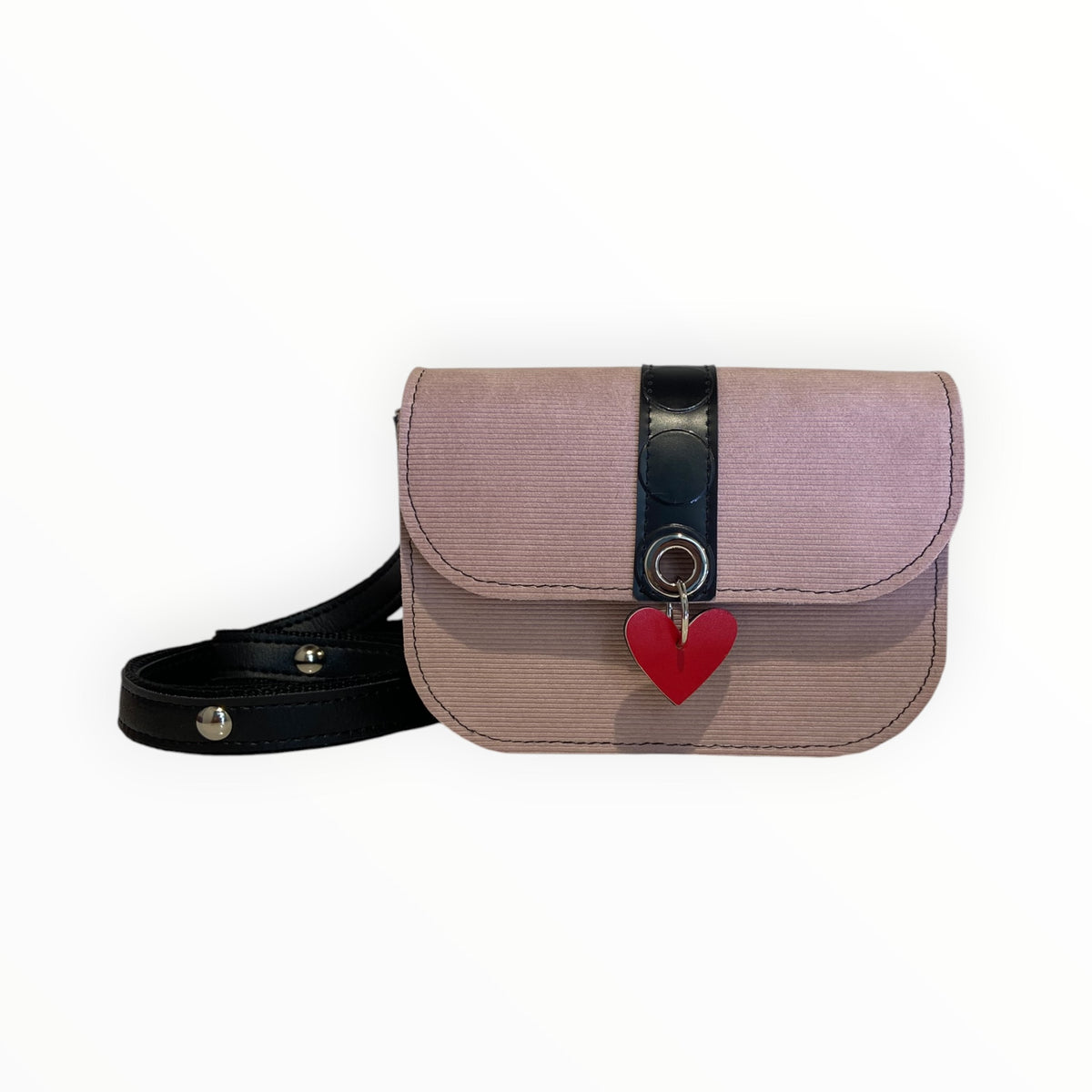 Chicca Mini TOOitaly borsa a tracolla rosa cipria con decorazione cuore rosso in Apple Skin